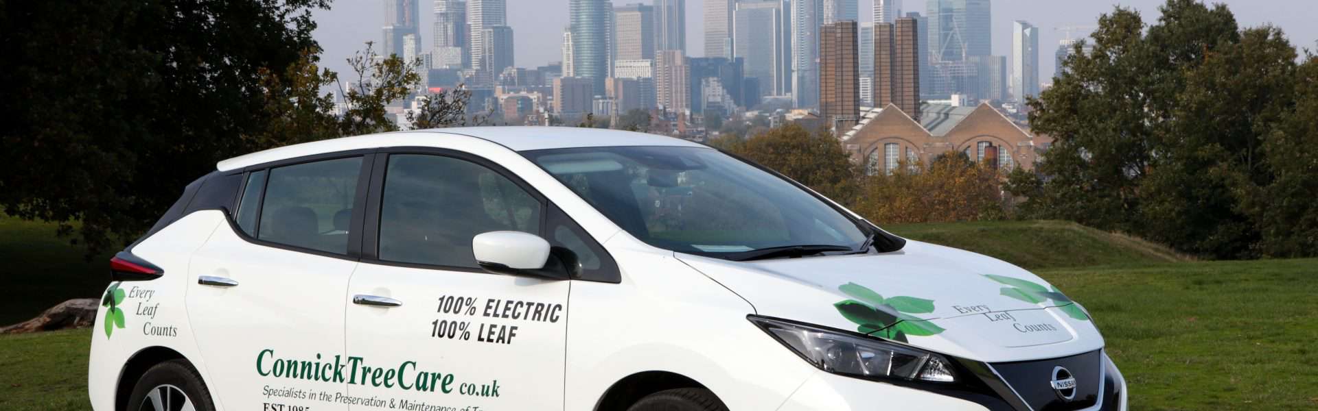 Connick Tree Care branded electric car